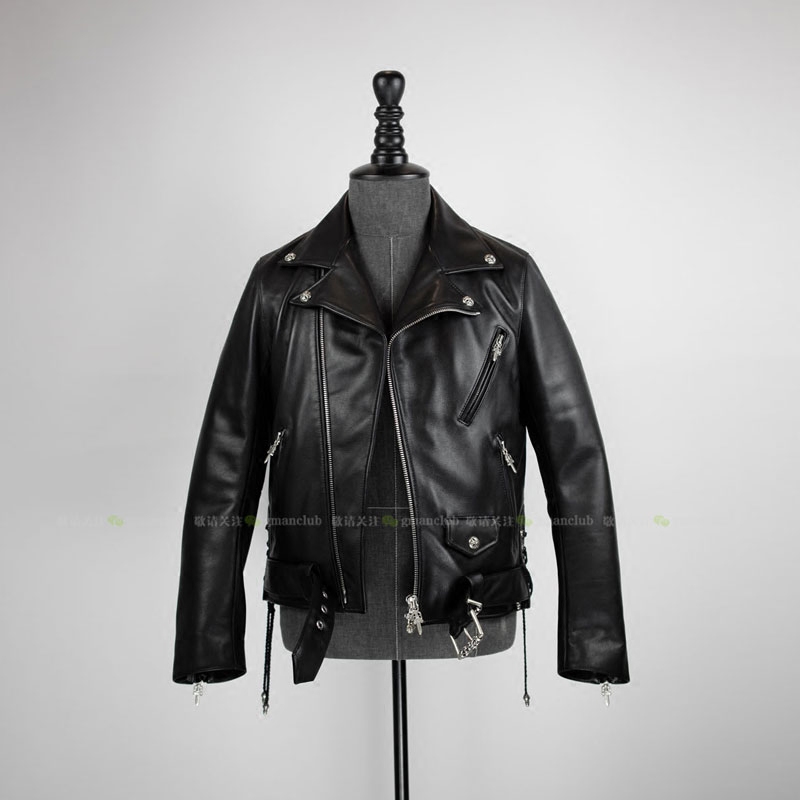 现货amiri 皮毛一体机车皮衣夹克