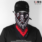 poppin街头百搭方巾 嘻哈风摇滚hiphop遮耳饰品火焰骷髅头巾BBOY