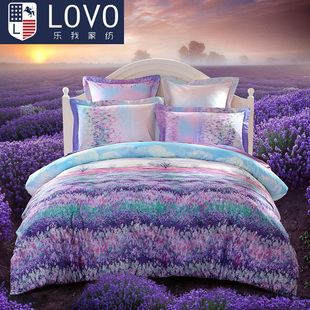 lovo家纺罗莱 出品床上用品纯棉四件套全棉4件套被套爱在普罗旺斯