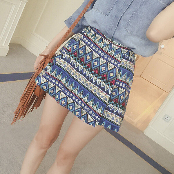 [2015爆款]2015<em>夏季</em>新款名族风热裤女抽象印花