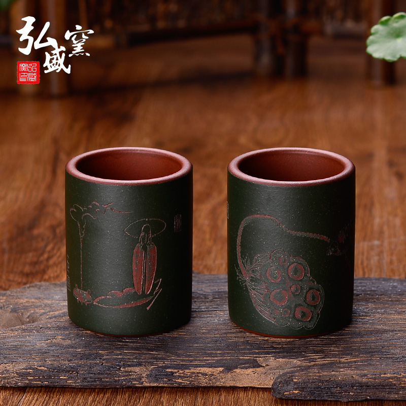弘盛窑主人杯功夫茶具个人杯全手工宜兴紫砂小茶杯陶瓷品茗杯