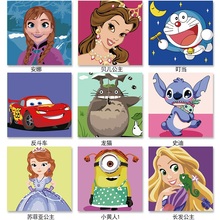 饰画 diy数字油画卡通动漫动物儿童房迷你手绘客厅自己填色油彩装