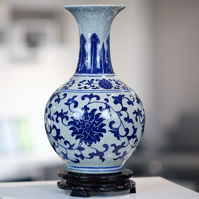 景德镇仿官窑青花瓷花瓶摆件现代家居装饰工艺品客厅陶瓷花瓶瓷器