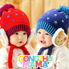 品[宝宝帽子护耳小熊绒]珊瑚绒小熊帽子织法评