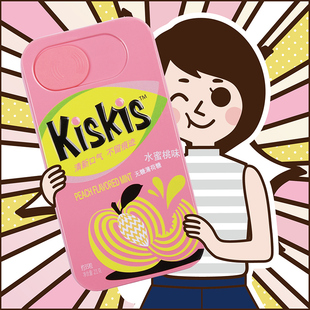酷滋kiskis薄荷糖强劲提神无糖压片糖果清凉水蜜桃润喉糖 铁盒装