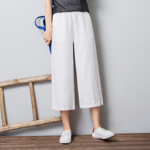 棉麻阔腿裤女