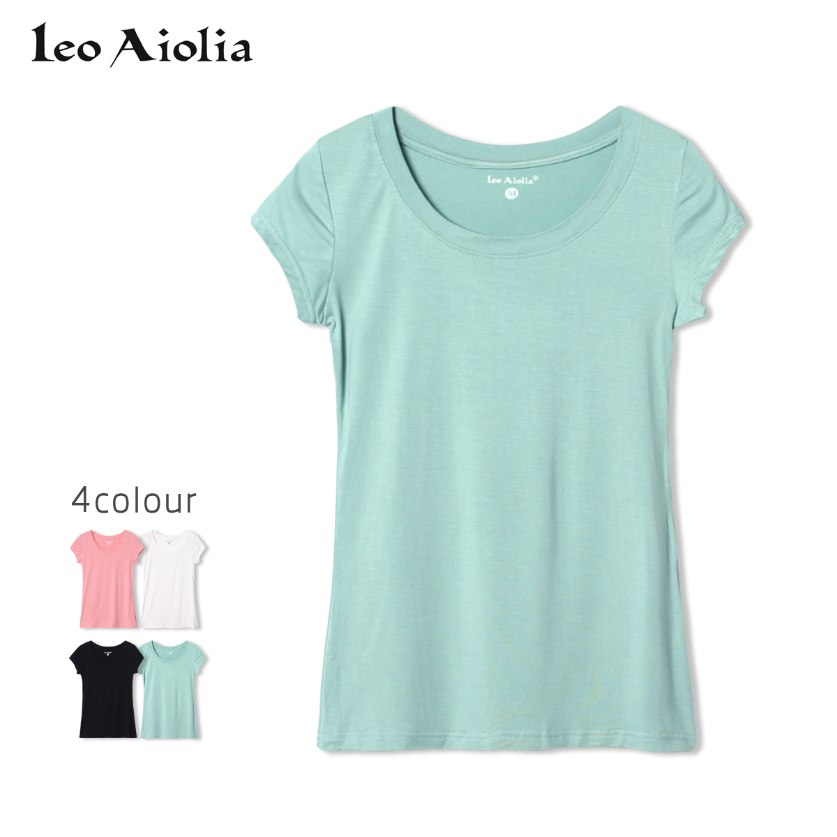 Leo Aiolia夏装新款女装上衣休闲风圆领打底衫修身纯色短袖T恤衫