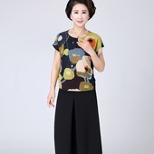 母亲节夏季中老年女夏装妈妈阔腿裤套装中年上衣四十岁女人的衣服