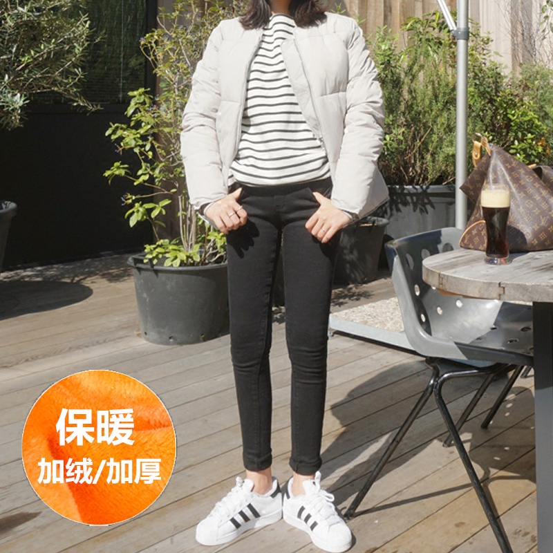 正品[高腰加绒牛仔裤女冬]高腰加绒牛仔裤男冬