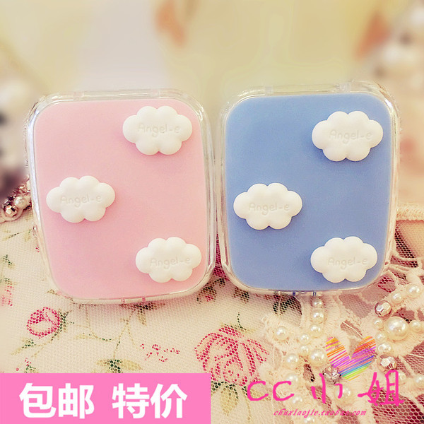 热销眼镜护理 小清新隐形眼镜盒云朵美瞳盒可
