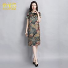 香薇姿新款妈妈装夏天真丝香云纱连衣裙大码宽松桑蚕丝中老年女装图片