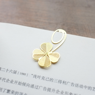 韩国文具 沐光 毕业礼品批发 镂空金属书签卡片 四叶草书夹 开学奖品图片