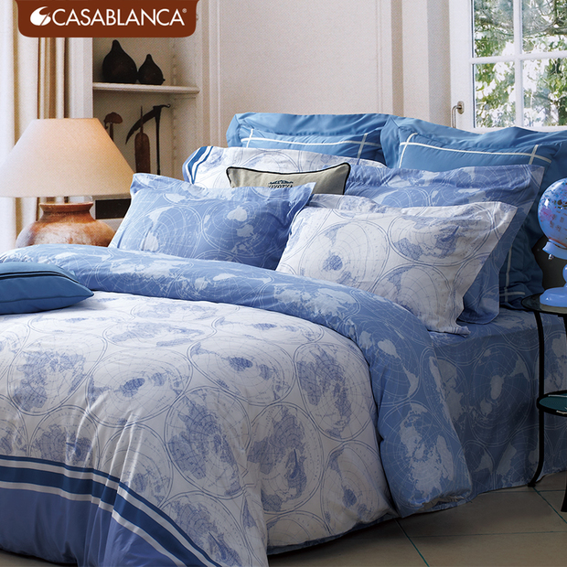 香港卡撒天娇高级长绒棉全棉贡缎四件套欧式床