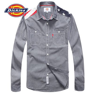 dickies男士衬衫 青年布印花拼接工装长袖 衬衫141m20wd16