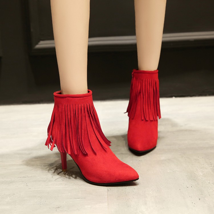 正品[红色高跟短靴 粗跟]红色高跟鞋歌词评测 红