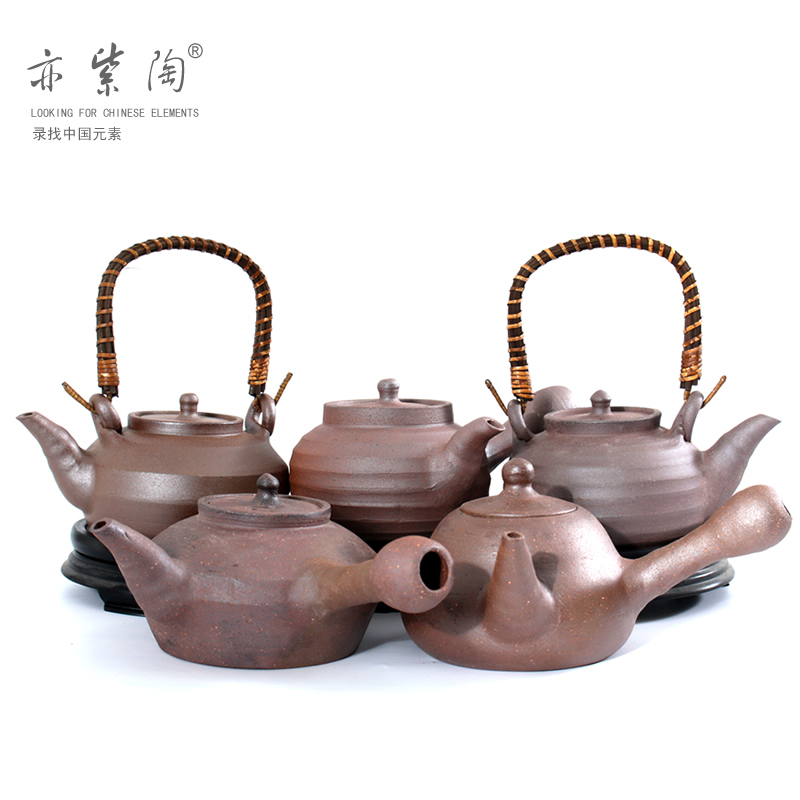 亦紫陶功夫茶具煮水壶潮汕功夫茶必备砂铫壶水壶粗陶手拉胚玉书畏