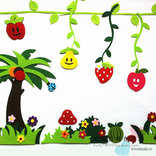 幼儿园教室装饰环境布置 无纺布椰子树水果系列树叶条组合套装