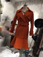 连衣裙式风衣外套中长款军旅风纯色毛呢子大衣