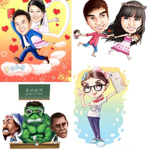 动漫画设计q版头像卡通形象人物漫画照片转手绘插画卡通logo设计