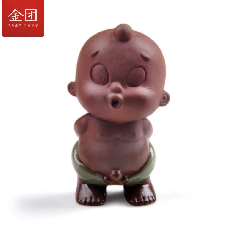 金团 手工紫砂喷水茶宠尿尿童子 精品茶玩茶盘摆件CC1168