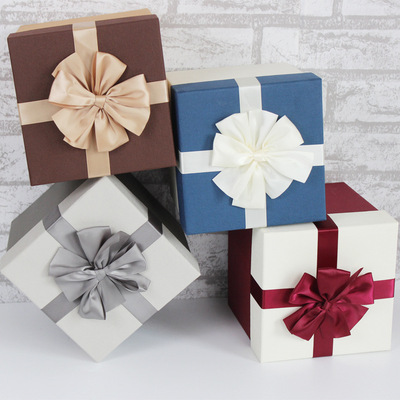 [年底特惠] 高档蝴蝶结精美商务正方形四件套礼品盒生日礼物包装盒