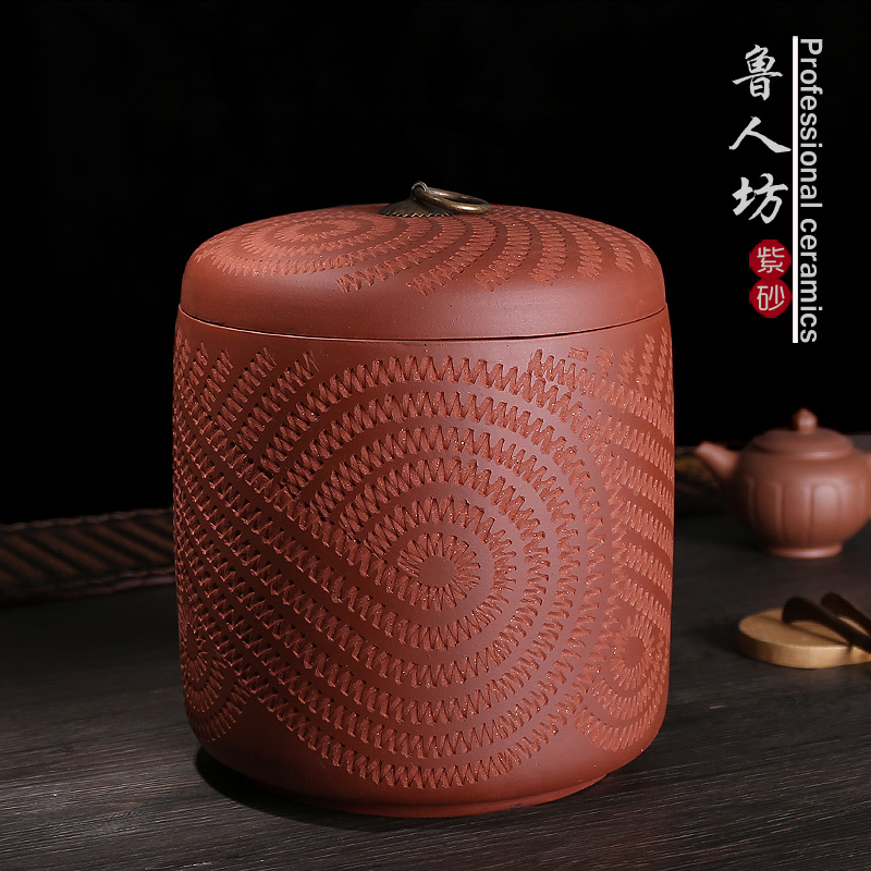 紫砂普洱茶叶罐宜兴大码号手工密封醒茶器米桶缸七子饼存储罐特价
