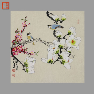 林颜卿中国书字画真迹作品三尺斗方客厅玄关花鸟水装饰画小品9202