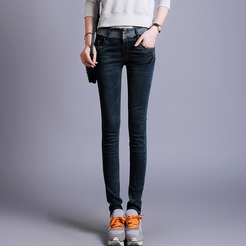 小脚少女修身学生秋装裤子高腰女韩版潮铅笔牛