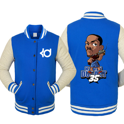 [年终大促] nbaq版卡通杜兰特雷霆kd35号篮球秋冬棒球服男加绒厚开衫