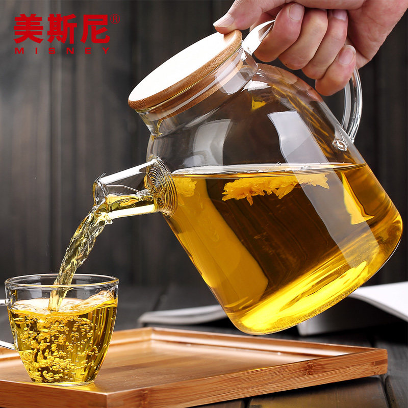 美斯尼大茶壶过滤泡茶壶玻璃加厚加热花茶壶耐高温煮水壶茶具套装