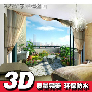 3d立体海景假窗风景大型壁画墙纸客厅墙布卧室沙发电视背景墙壁纸