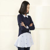 A13008 假两件舒适百搭长袖 2017春装 衬衫 新品 OSA欧莎女装