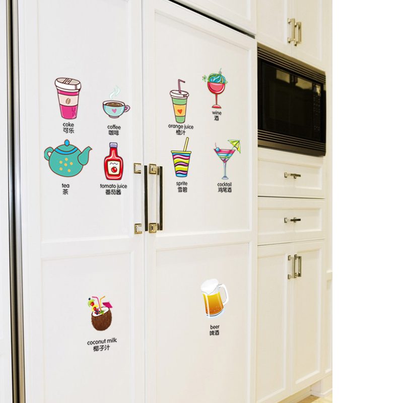 杯具随意贴厨房家具创意随心贴装饰墙贴贴画玻璃门窗冰箱门贴纸