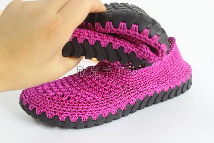 新款手工编织升级版空心线亮丝线圈圈拖鞋材料包 非成品 送教程