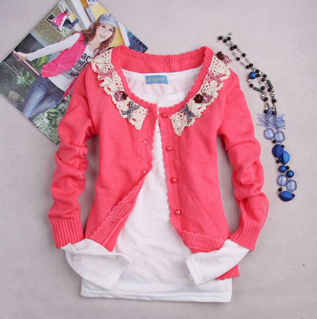 淘宝网2014春秋<em>韩版短款</em>甜美<em>长袖针织衫</em>少女