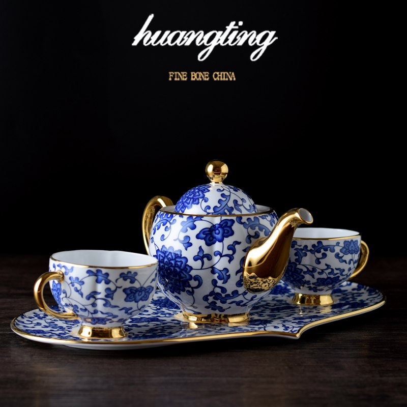 骨瓷下午茶茶具套装欧式陶瓷家用带托盘茶壶套装英式咖啡具高档