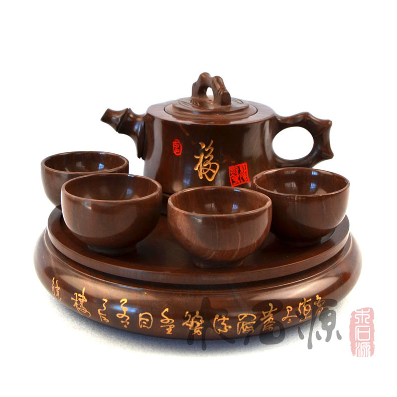 【清幽】山东特产木鱼石茶壶养生茶具保健茶碗礼品茶具