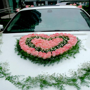 福州同城鲜花速递/心形婚车布置 婚庆花车婚车装饰/e 花艺生活馆