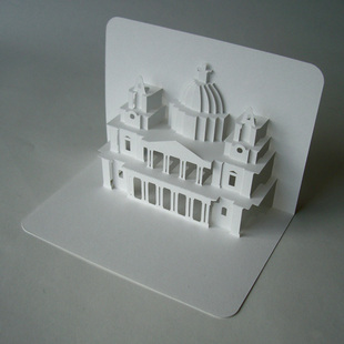 手工制作 纸雕贺卡 圣保罗 建筑纸雕 立体纸模型