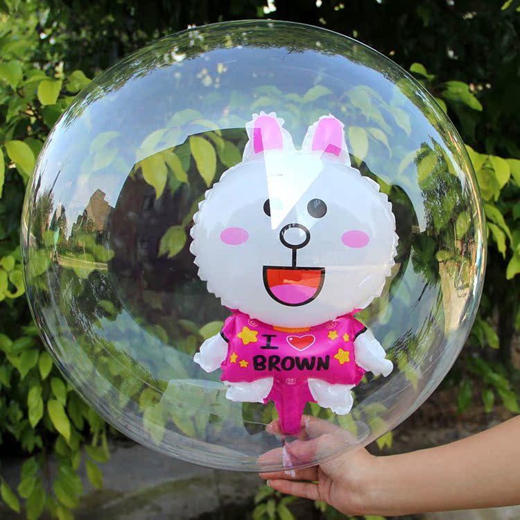 儿童新款氢气球透明波波球大号塑料不会破升空气球捕布朗熊新款球