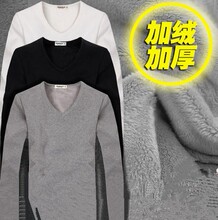 T恤青少年修身 纯棉体血中学生打底t桖小衫 加绒加厚长袖 冬季男士