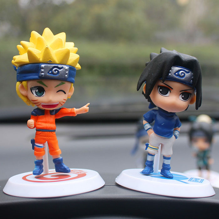 q版卡通火影忍者手办模型汽车摆件 鸣人卡卡西公仔模型创意车饰品