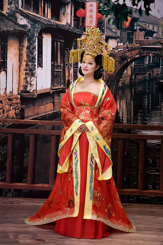 古装服装贵妃唐朝皇后仙女拖尾演出服汉服古代女装中式新娘婚服
