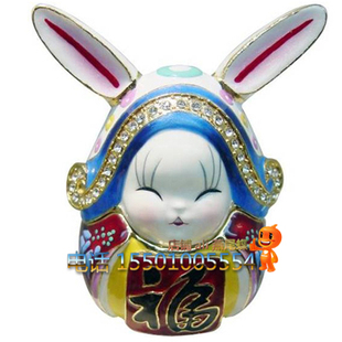 兔奶兔爷首饰盒 锡合金珠宝盒 珐琅彩 老北京民间玩具兔爷饰品盒
