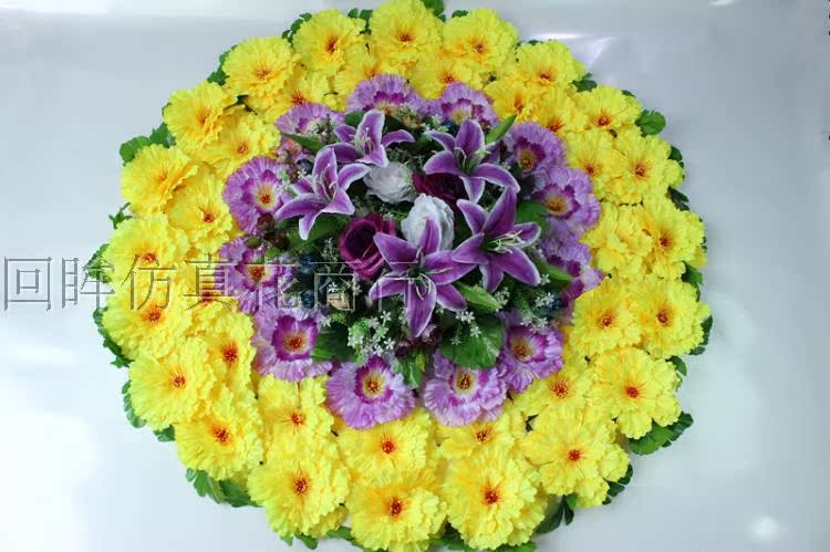 便宜绢花清明花祭祀花仿真菊花大花圈扫墓花厂家批发殡葬花装饰花