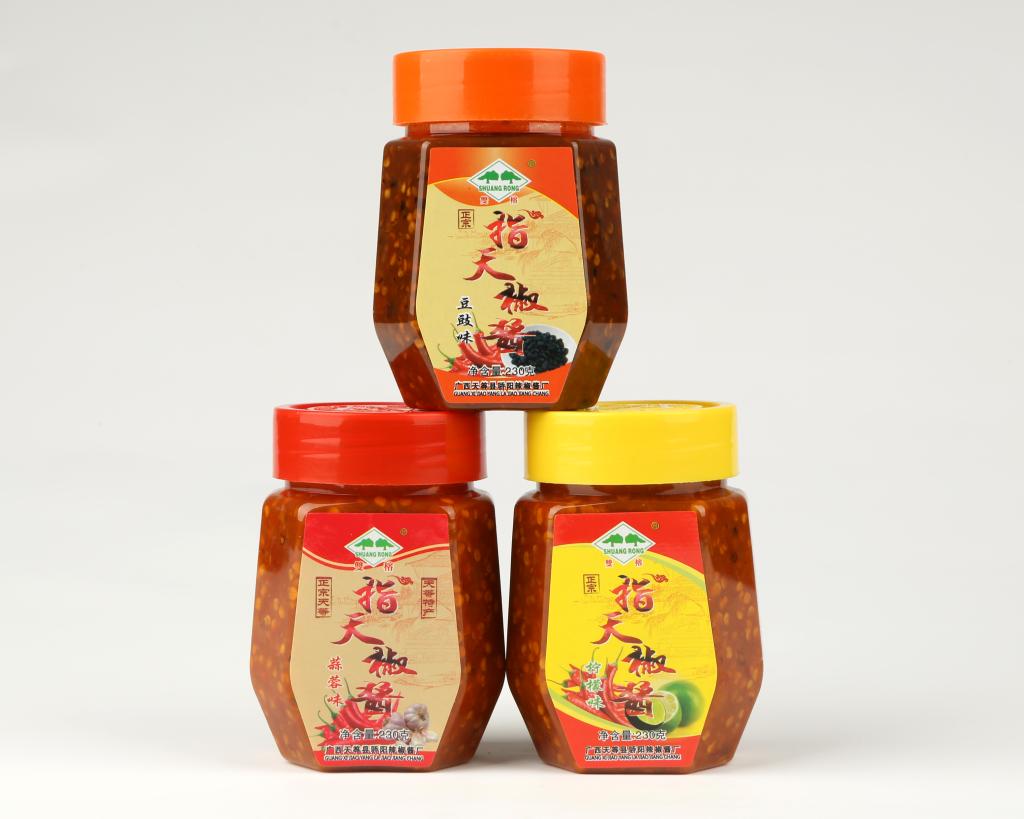 广西天等特产双榕指天椒酱 蒜蓉味柠檬味豆鼓味辣酱230克
