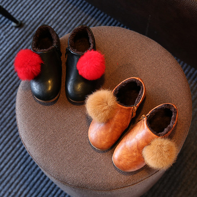 2016冬季新款儿童鞋韩版女童皮鞋加绒棉鞋兔