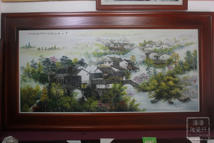 景德镇陶瓷瓷板画名家手绘山水大陶瓷画挂屏梦江南客厅画国画