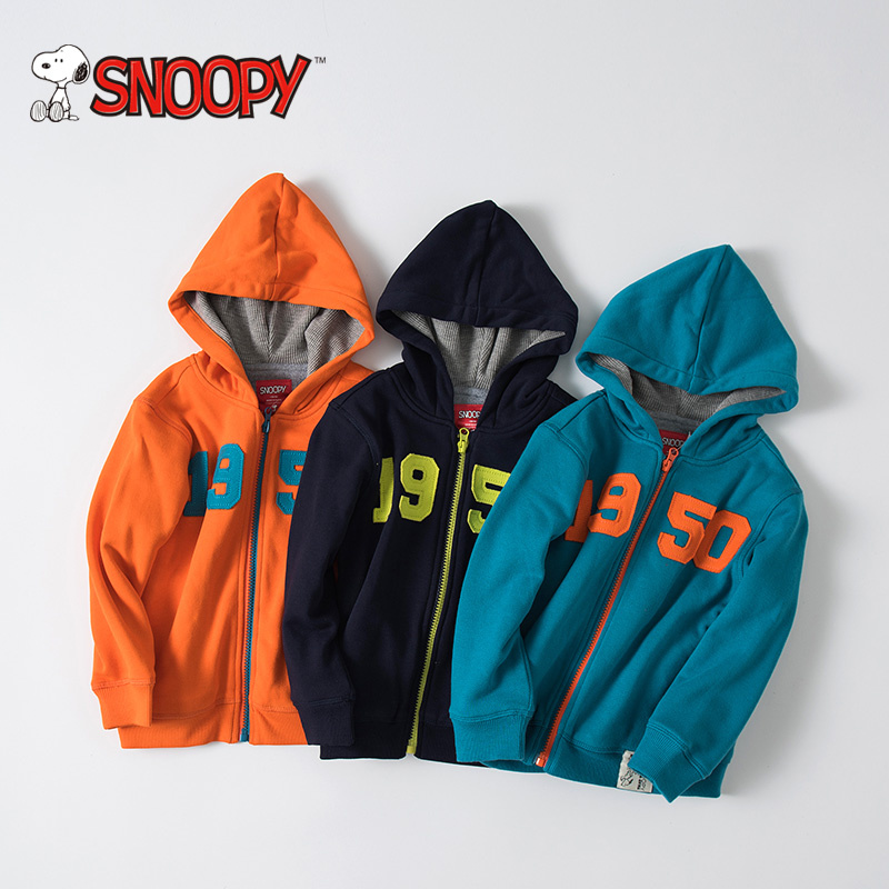 snoopy童装儿童冬装男童纯棉连帽卫衣夹克衫中小童运动衫连帽外套
