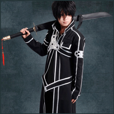 刀剑神域sao桐人cos服 桐谷和人cosplay衣服装kirito披风动漫男装